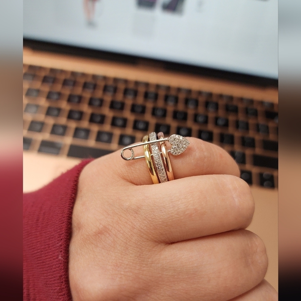 NEW‼️Elegant Cubic Zirconia Tri-Color Heart Pin Detachable Ring🔥 - Picture 4 of 5